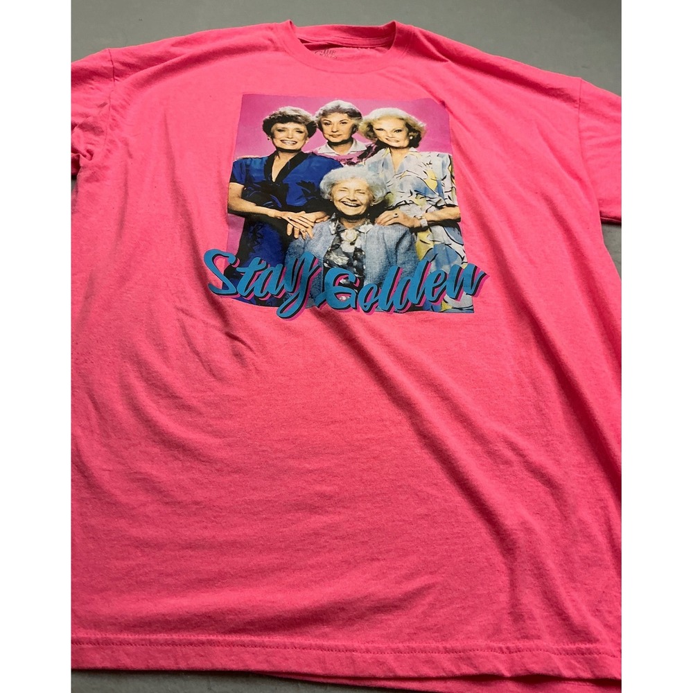 The Golden Girls Stay Golden Graphic T-Shirt Pink Cast Photo Size 2XL Casual Tee